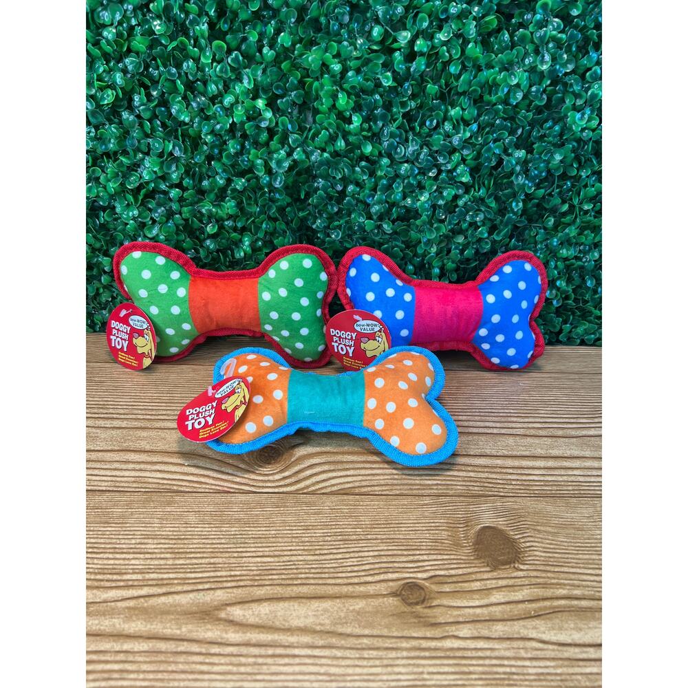 New Bundle Of 3 Doggy Plush Toy Colorful Dog Bones. Pet Toys Dog Toys Gift